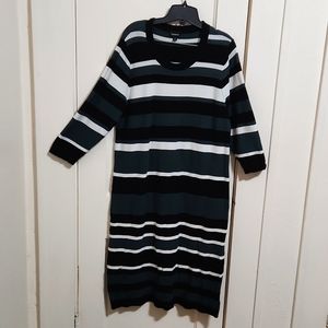 Torrid Dress Stripes (white,drk green,black) Size 2